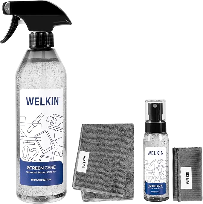 CLICK CLEAN Screen Cleaner Kit - 1 X Screen Cleaner for All Phones, Laptop and Tablet Screens, 2 X Cleaning Gel Mist, 1 Microfiber Cloth and 1 Glass Wipe Included