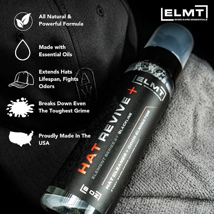 Blackline ELMT Hat Cleaning Kit — 5-in-1 Hat Cleaner for Baseball Caps, Cotton, Wool — Quick-Drying, US-Made, Cleans 50+ Hats