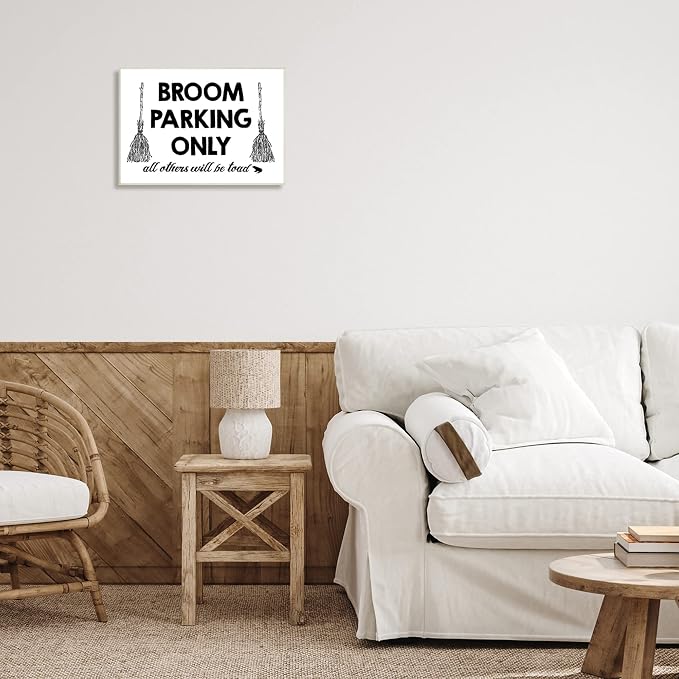 'Broom Parking Witty Halloween Witch Phrase'| Wall Plaque Art | Stupell Industries | 19 x 13 Inches, Easy to Hang and Sturdy, Made in USA, by Lettered and Lined