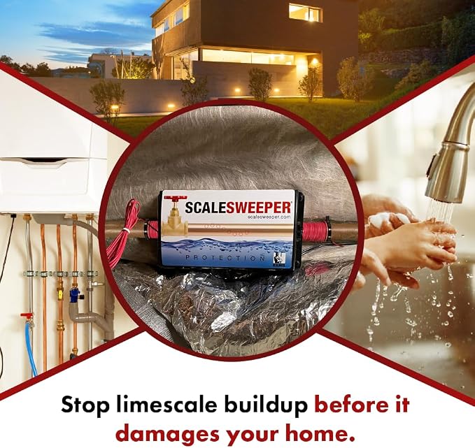 Whole House Electronic Water Descaler & Hard Water Conditioner – Salt-Free Scale Prevention, Reduces Limescale & Protects Pipes, Appliances, Water Heater