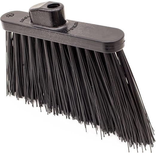 SPARTA Plastic Broom Head, Angled, Un-Flagged for Large Debris Indoor, Outdoor, Home, Restaurant, Lobby, Office, 12 Inches, Black, (Pack of 12)