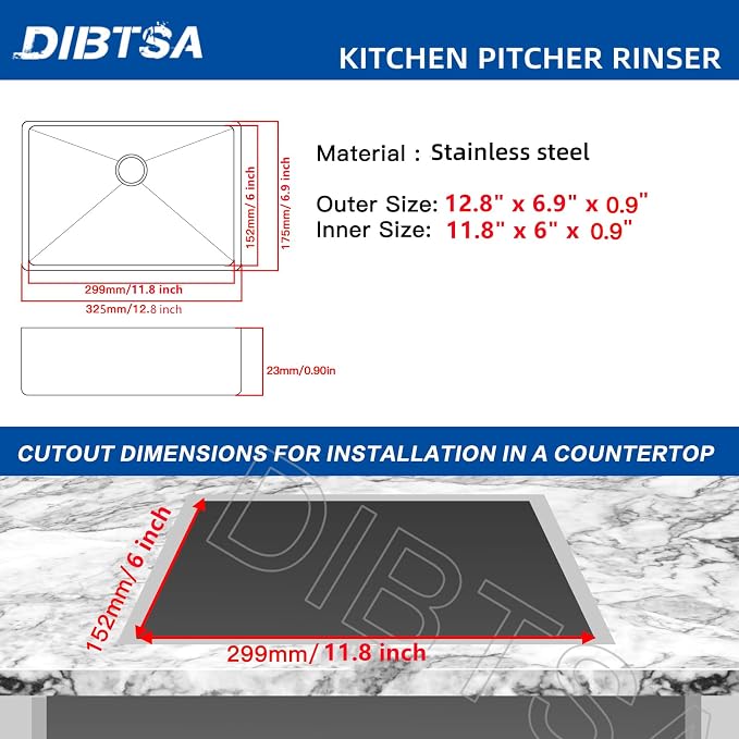 DIBTSA Pitcher Rinser, Espresso Rinser, Drain and Drip Tray, Stainless Steel Bar Glass Rinser for Sink, Cup Washer Spray Rinser for Home Kitchen Hotel Cafe Restaurant (12.8 x 6.9 x 0.9 inch,Silver)