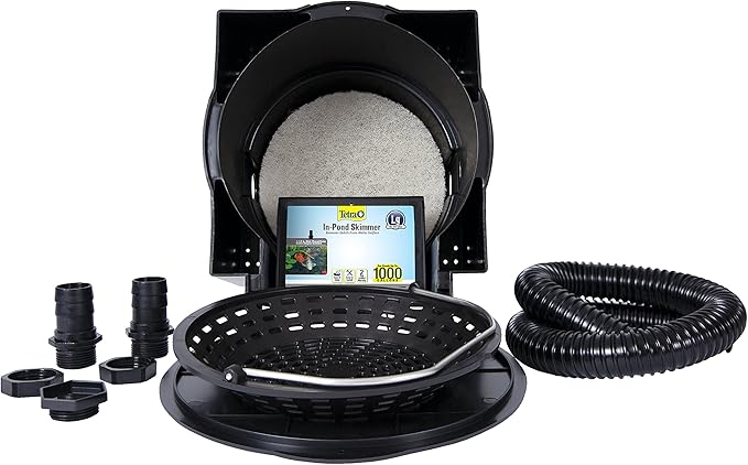 Tetra Pond In-Pond Skimmer, Skims Pond Debris Before It Sinks, BLACK 13.5 IN