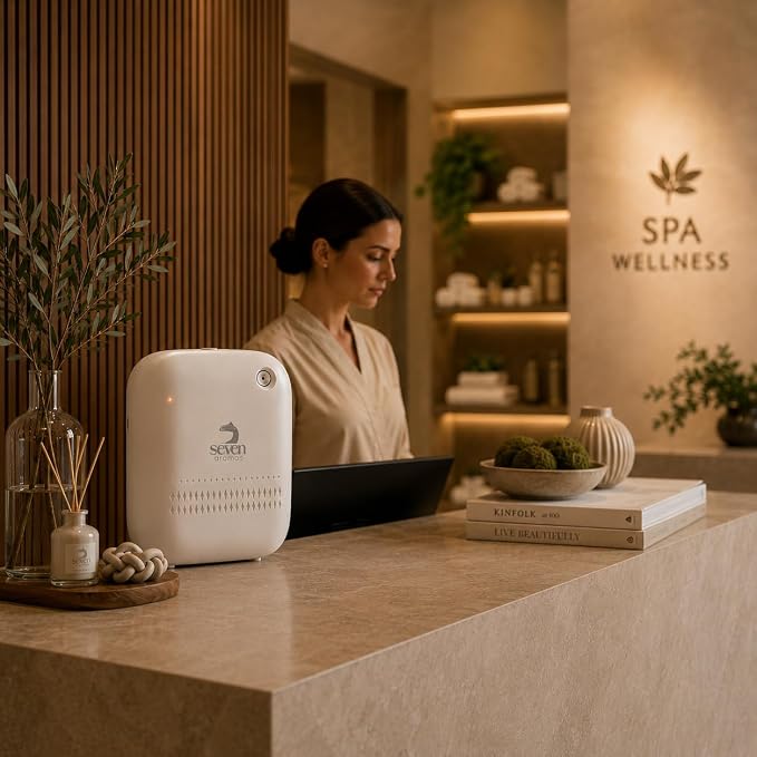 SEVENAROMAS Scent Diffuser SV720 - Bluetooth app, Air Machine for Home & Commercial Use, Covers 2000 sq. ft., Portable Large Room Waterless Diffusers (White)