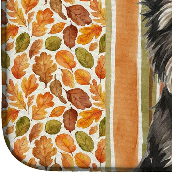 Caroline's Treasures Black Cairn Terrier Heirloom Fall Dish Drying Mat Absorbent Dish Drying Mat Pad for Kitchen Counter Dish Drainer Mat for Countertop, 14 x 21", Multicolor