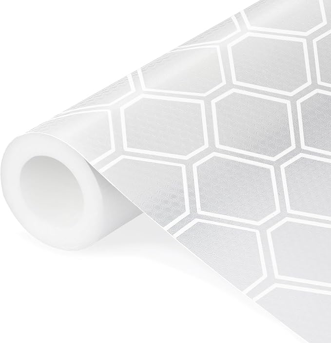 Shelf Liner, Refrigerator Drawer Liners for Kitchen Cabinets, Waterproof Bathroom Sink Mat No Slip Cupboard Liners Non Adhesive Fridge Liner Roll - Clear 17.5"×197"