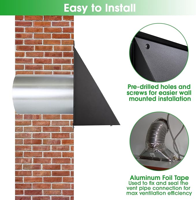 3 Inch Dryer Vent Cover Outside,Hooded Wall Vent with Screen and Damper,3" Exterior Vent Cover Dryer Exhaust Vent Cover,Metal Dryer Vent Hood Cap for Outdoor Dryer Duct/Range Hood/AC Air Vent-Black