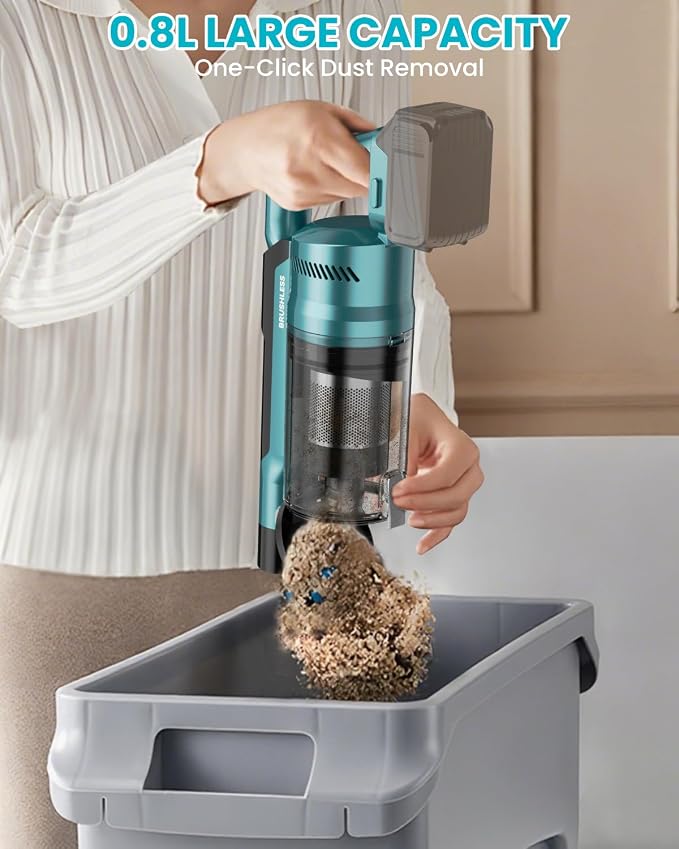 Cordless Vacuum Cleaner Compatible with Makita 18V Battery, 7-in-1 Lightweight Stick Vacuum with HEPA Filter, 35KPA Suction, 350W Brushless Motor, 3 Modes for Carpet, Floor, Car (Tool Only)