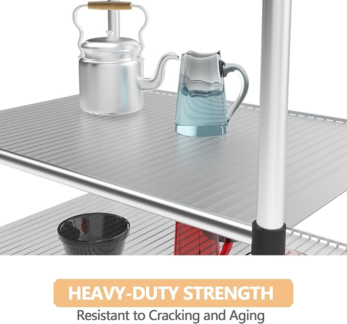5 Pack 18x48 Shelf Liners for Wire Shelving – Actual 17.44x47.44 Plastic Mats, Grey (Rolled) – Non-Slip for Cabinet & Storage Racks