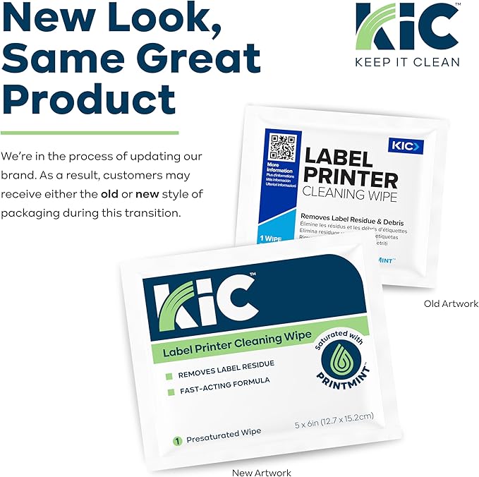 KICTeam - Label Printer Cleaning Wipes (100 Wipes) - NSF Certified - For Cleaning Printer Printhead, Platen Rollers & Cutter - Saturated with Fast-Acting Formula, PrintMint™