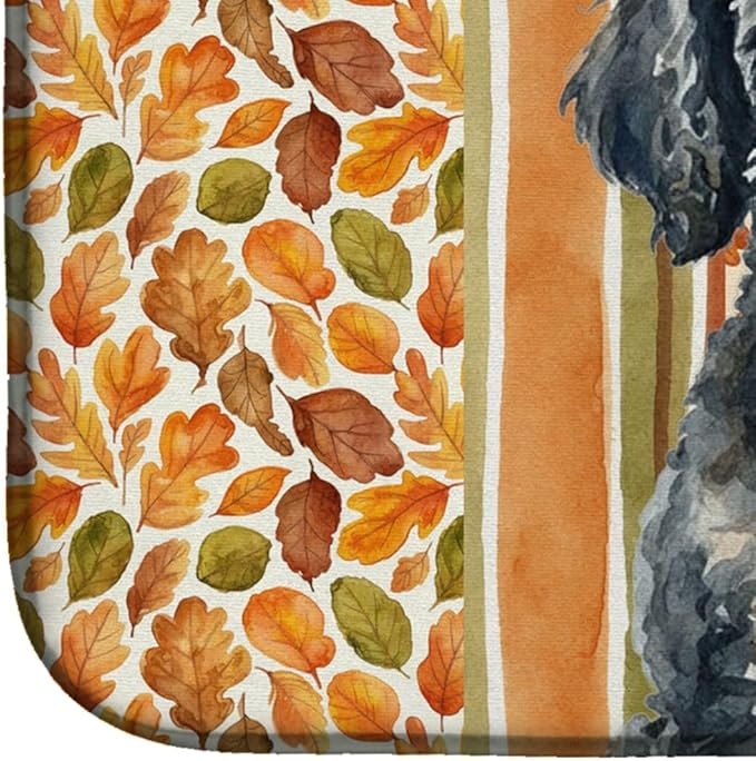 Caroline's Treasures Miniature Black Poodle Heirloom Fall Dish Drying Mat Absorbent Dish Drying Mat Pad for Kitchen Counter Dish Drainer Mat for Countertop, 14 x 21", Multicolor