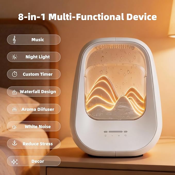 8-in-1 White Noise Sound Machine with Rain Drop Real Sound, Cream | Sound Machine with Aroma Diffuser for Sleeping, Stress Relief, Night Light Timer for Bedroom Office Home Hotel SPA Decor