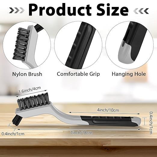 Reallnaive 50 Pcs Mini Wire Brush Set 7 Inch Stainless Steel Brass Nylon Bristles Small Wire Brushes for Rust Removal Paint Scrubbing Deep Cleaning(Nylon,Gray)
