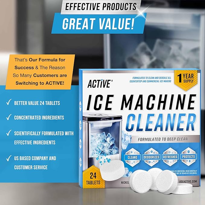 ACTIVE K-Cup Compatible Cleaning Pods and Ice Machine Cleaner - Includes 12pk Keurig Compatible Cleaner Pods and 24ct Ice Maker Cleaner Tablets
