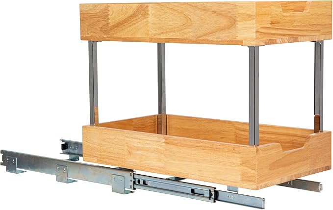 Household Essentials GLIDEZ Wood 2-Tier Sliding Cabinet Organizer: 11.5-inch Wide