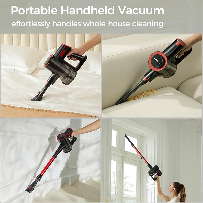 uwant Cordless Vacuum Cleaner 35Kpa Powerful Suction Wide Green Headlight Vacuum Cleaner for Home Pet Hair Anti-Tangle HEPA Lightweight Handheld Vacuum for Set of 1 Carpet Hard Floors