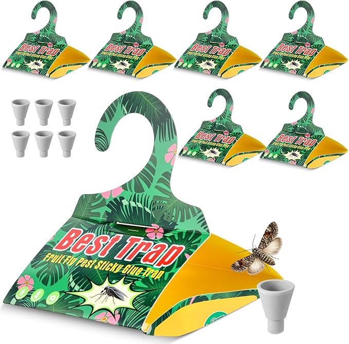 6 Pack Codling Moth Traps for Apple Trees with Pheromone Lures – Triangular Hanging Sticky for Apple Trees, Includes 6Traps & 6 Lures, for Orchard & Garden Use