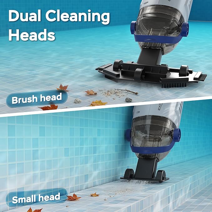 Pool Vacuum for Above Ground Pool with 72.85" Pole, Upgraded 18.5 GPM Powerful Suction Handheld Pool Vacuum, 4 Filter Bags & 1H RunTime Rechargeable Pool Vacuum Cleaner for Above/Inground Pools