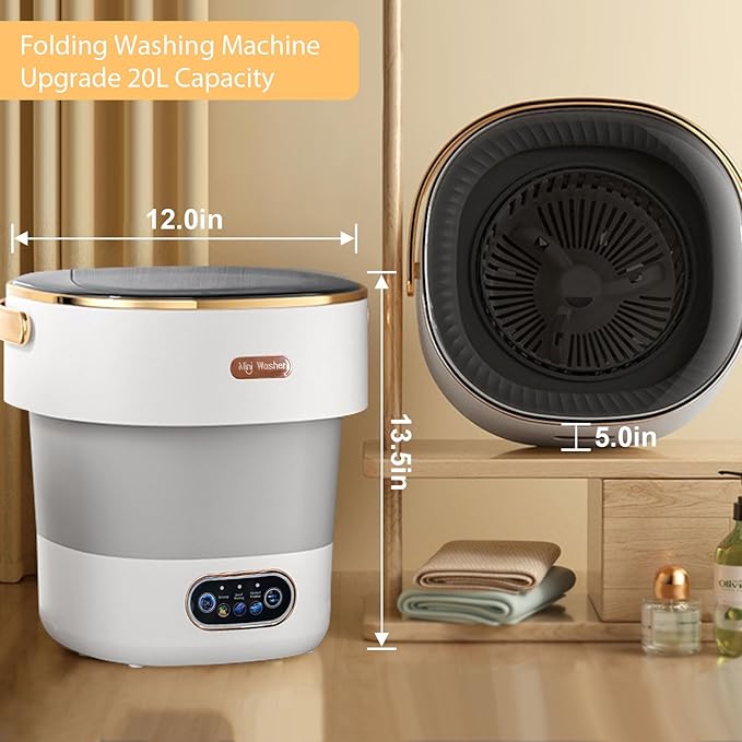 Portable Washing Machine,Mini Washer -20L Upgraded With Spin Basket,Small Clothes Folding Washing Machine Of Underwear, Baby And Small Clothes,Suitable For Home Apartments Dormitories,Hotels Pale Gray