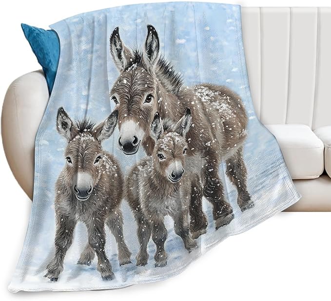 Tijuboni Donkey Throw Blanket Donkey Gifts for Girls Boys Women Men Kids Adults Soft Flannel Fleece Blanket for Couch Sofa Bed Home Decor 50"x60"