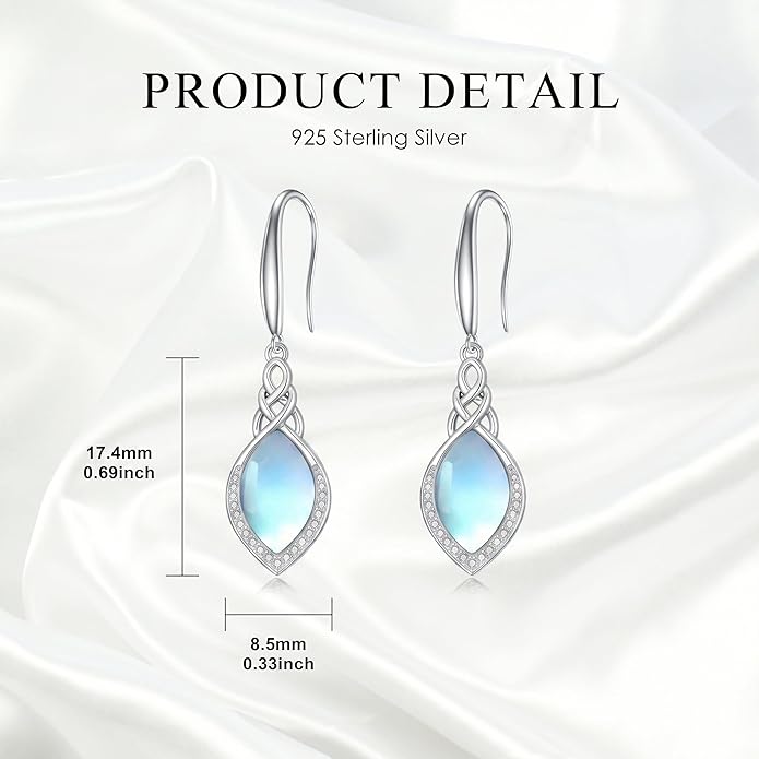 PELOVNY Celtic Knot Filigree Earrings for Women 925 Sterling Silver Moss Agate/Birthstone Infinity Earrings Birthday Christmas Jewelry Gifts for Mom Daughter Wife Sister