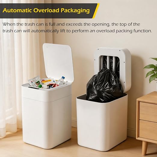 Dyna-Living Automatic Trash Can, 8 Gallon Self Sealing & Self-Changing Touchless Garbage Can Motion Sensor Trash Can, Smart Trash Bin with Automatic Lid for Kitchen Bathroom Office
