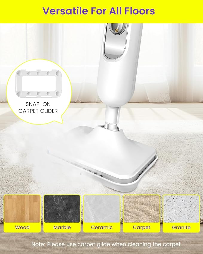 Steam Mop for Floor Cleaning, Effortless Ergonomic Design Floor Steamer for Hardwood and Tile, Adjustable Steam Modes, 1500W High Power, 16.4ft Cord, 400Ml XL Tank, 2 Washable Pad (1) (6)