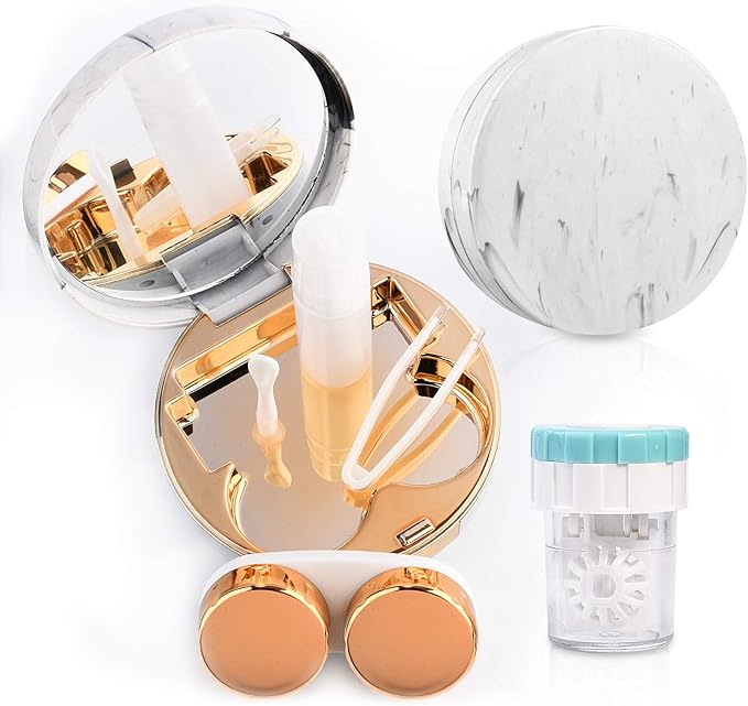 Lasiyanor Contact Lens Travel Kit with Cleaner Washer, Portable Contact Box with Mirror Tweezers Remover Tool Solution Bottle for Daily Outdoor