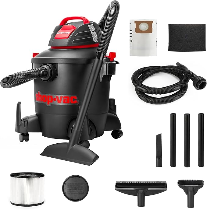 Shop-Vac 5922805 Wet/Dry Vacuum, 8 Gallon, 4.5 Peak HP, 1.25 Inch Diameter x 7 Foot Hose, 6 Foot Cord, Ideal for Jobsite, Garage, Workshop & Home