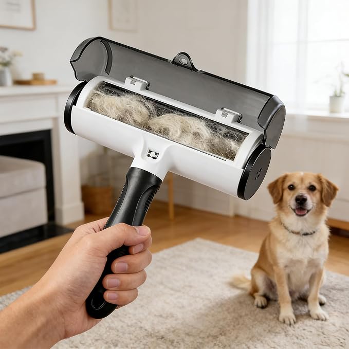 Pet Hair Remover Roller 5-Piece Grooming Kit for Dogs & Cats, Reusable Fur Remover for Couch, Carpet, Clothes, Grooming Glove, Lint Roller, Nail Clipper & Cleaning Brush | 5-PIECE PET CLEANING KIT: Reusable hair roller, grooming glove, lint roller, nai...