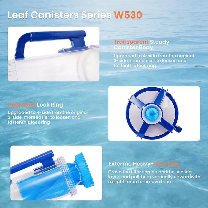 Pool Leaf Canister Replacement Hayward W530 Leaf Catcher fits Pool and Spa Cleaners- Inline(With Mesh Bag)