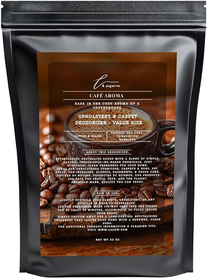 Lapew Café Aroma Carpet Deodorizer Powder - Pet Safe Freshener for Vacuuming | Scented Odor Eliminator for Home | 36 oz