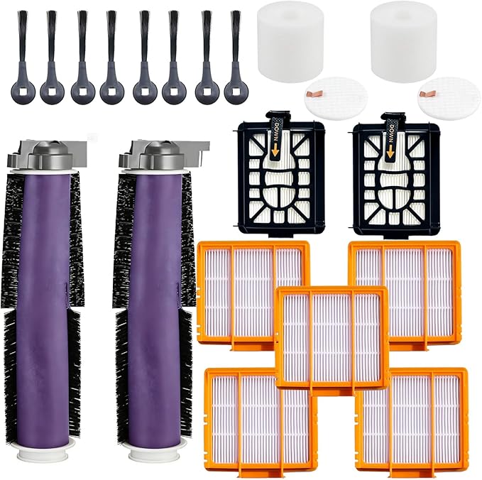 Accessories Replacement Part Kit for Shark Power Detect/Detect Pro AV2800ZE AV2810YS RV2820YE AV/RV2820ZE 2 Main Brush Roll, 5 HEPA Filters, 8 Side Brush, 2 Self-Clean Base
