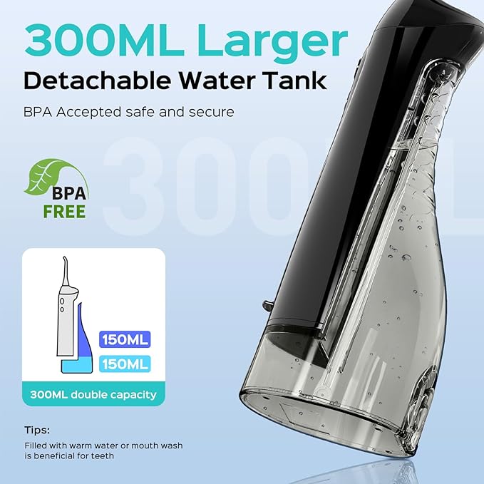 COSLUS C20 & C41 Portable Water Flosser with Electric Toothbrush Combo: 2-in-1 Oral Clean Kit for Teeth, Braces, Gums Care - Brushing & Flossing for Adults, Family, Travel Use, BPA-Free, Black