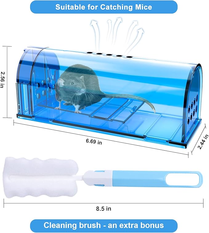 6 Pack Live Mouse Traps No Kill, Humane Mouse Traps Indoor for Home, Reusable Mice Trap Catcher for House & Outdoors