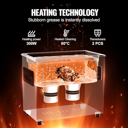 VEVOR 3L Ultra Sonic Cleaner, 120W Digital Ultrasonic Cleaning Machine with Gentle Mode & Upgraded Degassing, 40kHz Ultrasound Cleaner Machine with Heater & Timer for Jewelry, Glasses, Tools Retainer