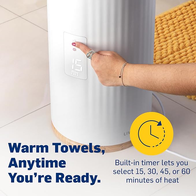 Live Fine Towel Warmer | Bucket Style Luxury Heater with LED Display, Adjustable Timer, Auto Shut-Off | Fits 40” x 70” Oversized Towel