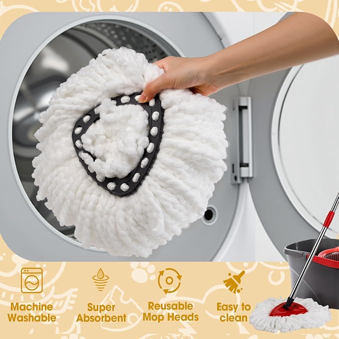 20 Pack Spin Mop Replacement Heads,100% Microfiber Mop Heads Replacements Compatible with OCeda Easywring 1-Tank System,Spinning Mop Replace Head for Easy House Cleaning Floor Mopping