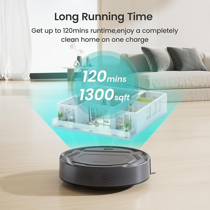 Lefant Robot Vacuums, 2200Pa Suction, 120 Min Runtime, WiFi/App/Alexa Control, Anti-Collision/Drop Sensor, Self-Charging Robotic Vacuum Cleaner, Slim