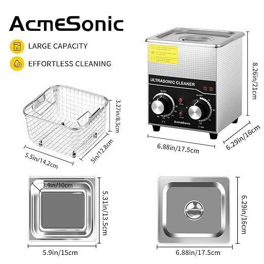 Commercial Ultrasonic Cleaner with Knob, 2L Professional Ultrasonic Cleaner, 40kHz with Heater and Timer for Tools, Jewelry, Watches, Glasses, Dentures, and Small Metal Parts