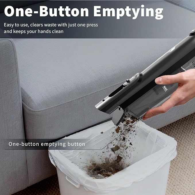 Cordless Handheld Vacuum, Lightweight Portable Hand Vacuum Cleaner with LED Light,Rechargeable Hand Held Vacuum with One-Touch Empty, Powerful Suction for Office, Home,Car,Raven
