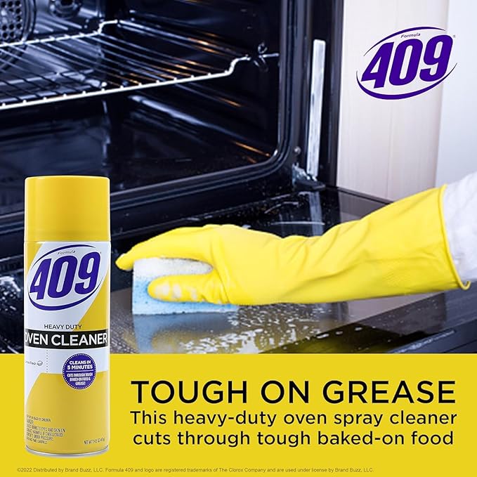 Formula 409 Heavy Duty Oven and Grill Cleaner Spray, Lemon Scent, Cuts Baked-On Grease and Grime on Contact, Fume-Free Aerosol, 5-Minute or Overnight Deep Clean, 14.5 Oz - 2 Pack