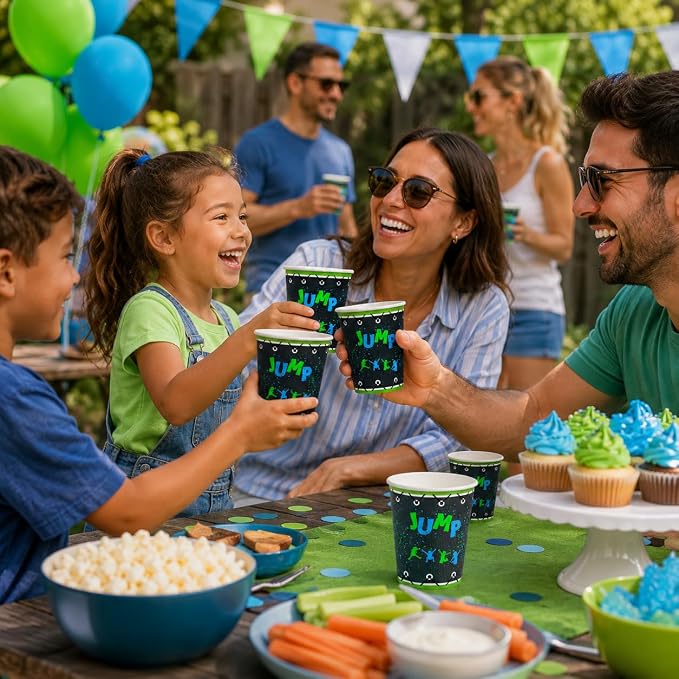 50Pcs Bounce House Trampoline Themed Party Paper Cups Disposable 9oz Paper Cups Supplies Decorations Drinking for Birthday Party Favors