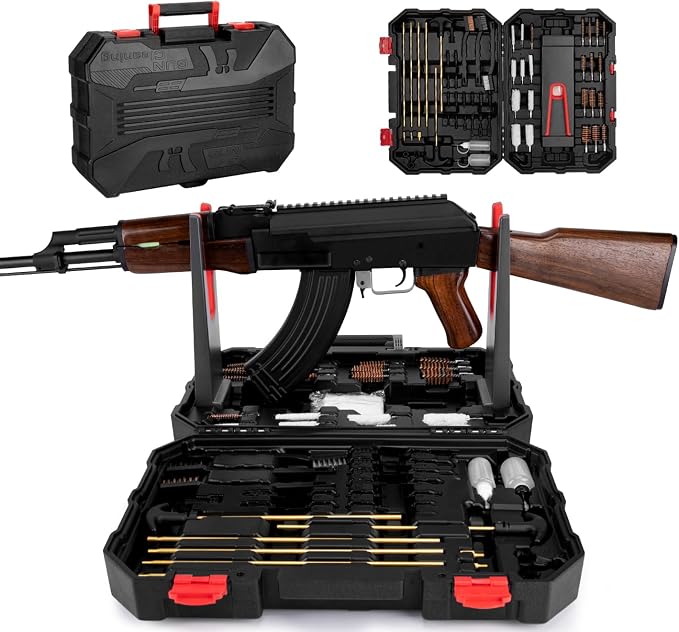 Universal Gun Cleaning Kit for All Caliber Compatible with Pistol Rifle Handgun Shotgun Hunting with Cleaning Stand，Gifts for Men, Dad, Husband