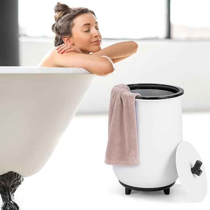 Giantex Towel Warmer Bucket, 23L Large Hot Towel Bucket for Bathroom Spa, Wood Handle, 3 Heating Modes, Adjustable Timer & Auto Shut Off, Fits Up to Two 40" x 70" Oversized Towels, Blankets, Black