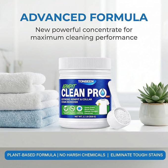 Oxygen Laundry Powder, Sweat & Deodorant Armpit Stain Remover for Clothes, Hyper Concentrated & Suitable for Multi-Stain, Yellow Oil Spot Tough Stain Build Up Remover - Gentle On Fabrics