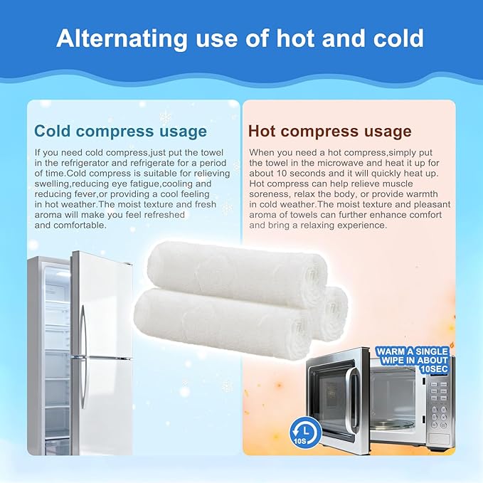 Moist Cotton Towel Bulk Moist Towelettes Individually Wrapped 8.7"x 8.7",White Towel Services,Refreshment Pre Moistened Towels Peach,Rose,Coconut and Unscented for Sport Party Spa(pack of 40)