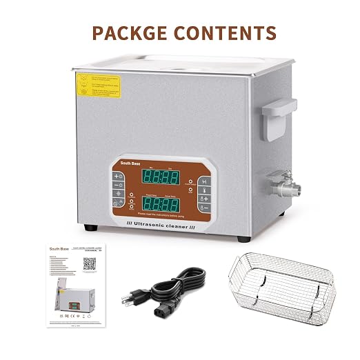 SOUTH BASE Ultrasonic Cleaner,10L Sonic Cleaner with Cleaning Basket,Timer&Heater,240W Touch Control Ultrasonic Cleaning Machine for Cleaning Gun,Engine,Carburetor Parts,Chain