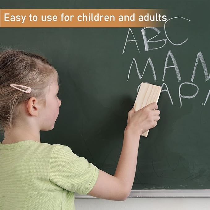 Marspark Felt Style Erasers, Cleaner Dusters Felt Chalkboard Eraser for Kids Wood Chalk Eraser for Chalkboard Cleaners Dusters for Markers White Black Boards Paint School Students Teachers(6 Pieces)