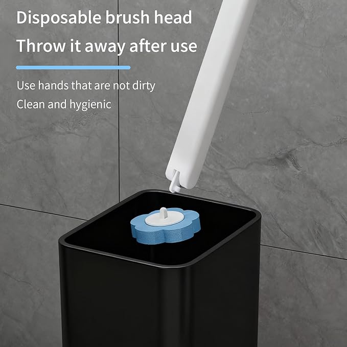 Toilet Brush with 120 Refills, White Toilet Cleaning Brush, Toilet Bowl Brush, Toilet Brush Refill for Efficient and Deep Scrub Toilet